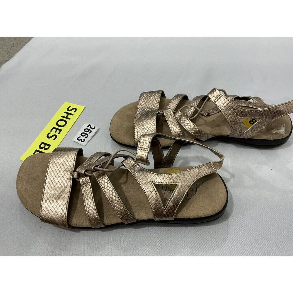 Womans Life Stride Simply Comfort Size 8 Strappy Open Toe Sling Back Gold Sandal - Picture 3 of 7